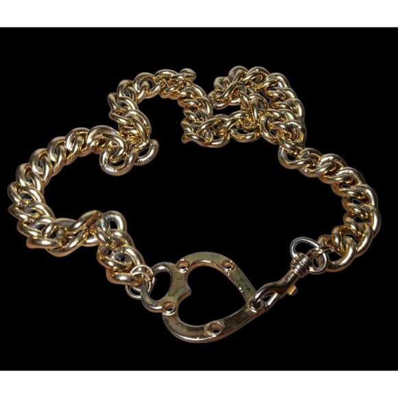 Belt Gold Tone Heavy Metal Cuban Chain with Heart Latch Waist Jewelry 36-38 main image 8